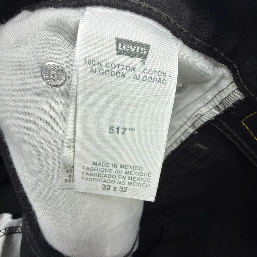 Levis 517 Bootcut Jeans Mens 33x32 Black‎ Denim NWT Slim Fit